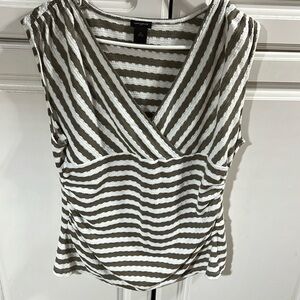 Ann Taylor taupe striped tank XL
